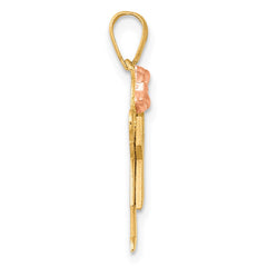 14k Two-Tone Small Girl on Left Engravable Charm