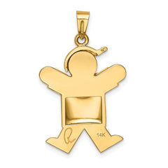 14k Puffed Boy w/Hat on Right Engravable Charm - 2