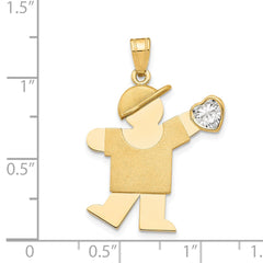 14k Boy with CZ April Birthstone Charm