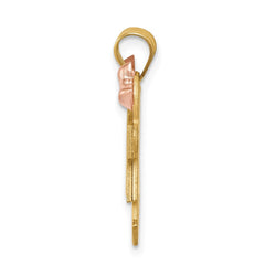 14k Two-Tone Small Double Girls Engravable Charm