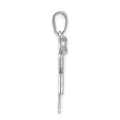 14k White Gold Small Girl w/Bow on Left Engravable Charm - 2