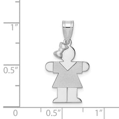 14k White Gold Small Girl w/Bow on Left Engravable Charm - 3