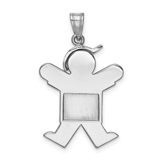 14k White Gold Medium Boy w/Hat on Right Engravable Charm - 2