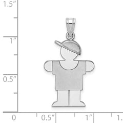 14k White Gold Medium Boy w/Hat on Right Engravable Charm - 3