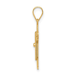 14k Solid Satin Engravable Boy with Overalls Charm