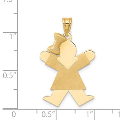 14k Solid Engravable Girl with Bow on Left Charm - 4