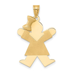 14k Solid Engravable Girl with Bow on Left Charm - 4