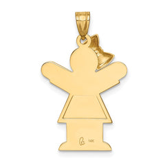 14k Solid Engravable Girl with Bow on Left Charm - 3