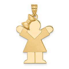 14k Solid Engravable Girl with Bow on Left Charm - 3