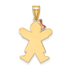 14k Two-Tone Small Girl with Bow on Left Engravable Charm - 3