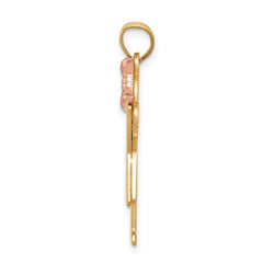 14k Two-Tone Large Girl with Bow on Right Engravable Charm - 2