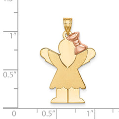14k Two-Tone Large Girl with Bow on Right Engravable Charm - 2