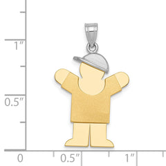 14k Two-Tone Large Boy with Hat on Right Engravable Charm