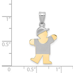 14k Two-Tone Small Boy with Hat on Left Engravable Charm - 3