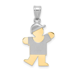 14k Two-Tone Small Boy with Hat on Left Engravable Charm - 3