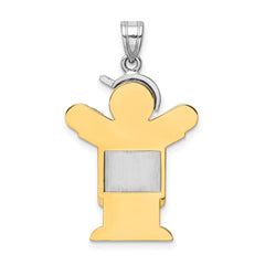 14k Two-Tone Large Boy with Hat on Left Engravable Charm - 3