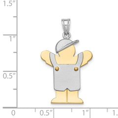 14k Two-Tone Large Boy with Hat on Left Engravable Charm - 3