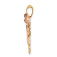 14k Two-Tone Small Double Girls Engravable Charm - 2