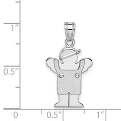 14k White Gold Small Boy with Hat on Left Engravable Charm