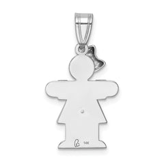 14k White Gold AAA Diamond Kid Pendant - 12