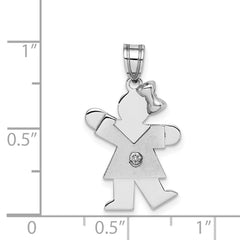 14k White Gold AAA Diamond Kid Pendant - 14
