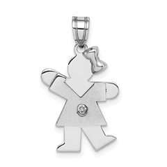 14k White Gold AAA Diamond Kid Pendant - 14