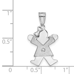 14k White Gold VS Diamond Kid Pendant - 12