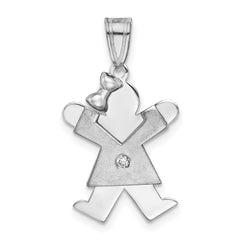 14k White Gold VS Diamond Kid Pendant - 12