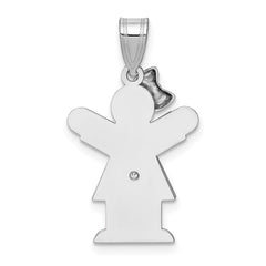 14k White Gold AAA Diamond Kid Pendant - 13