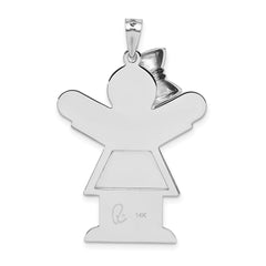 14k White Gold A Diamond Kid Pendant - 14