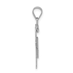 14k White Gold AAA Diamond Kid Pendant - 15