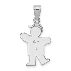 14k White Gold AA Diamond Kid Pendant - 14