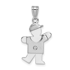 14k White Gold A Diamond Kid Pendant - 15