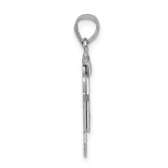 14k White Gold AAA Diamond Kid Pendant - 17