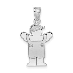 14k White Gold VS Diamond Kid Pendant - 15
