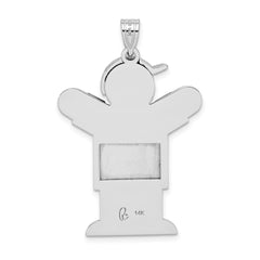 14k White Gold AA Diamond Kid Pendant - 19