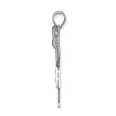 14k White Gold AAA Diamond Kid Pendant - 19