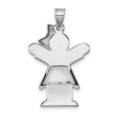 14k White Gold A Diamond Kid Pendant - 20