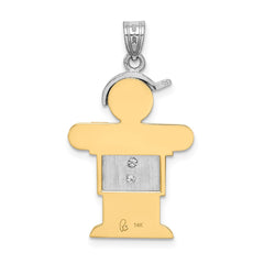 14k White Gold A Diamond Kid Pendant - 18