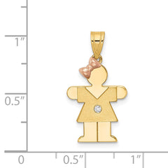 14k Two-tone AA Diamond Kid Pendant