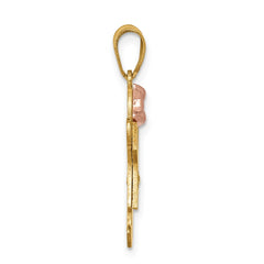 14k Two-tone A Diamond Kid Pendant
