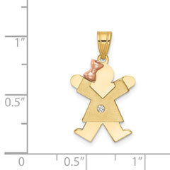 14k Two-tone A Diamond Kid Pendant