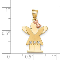 14k Two-tone VS Diamond Kid Pendant - 2