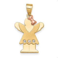 14k Two-tone VS Diamond Kid Pendant - 2