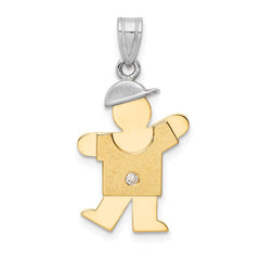 14k Two-tone AAA Diamond Kid Pendant - 4