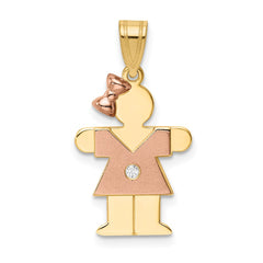 14k Two-tone AA Diamond Kid Pendant - 21