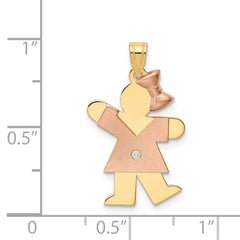 14k Two-tone VS Diamond Kid Pendant - 3
