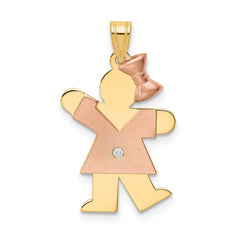 14k Two-tone A Diamond Kid Pendant - 23