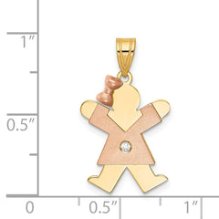 14k Two-tone AAA Diamond Kid Pendant - 3