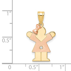 14k Two-tone AAA Diamond Kid Pendant - 15